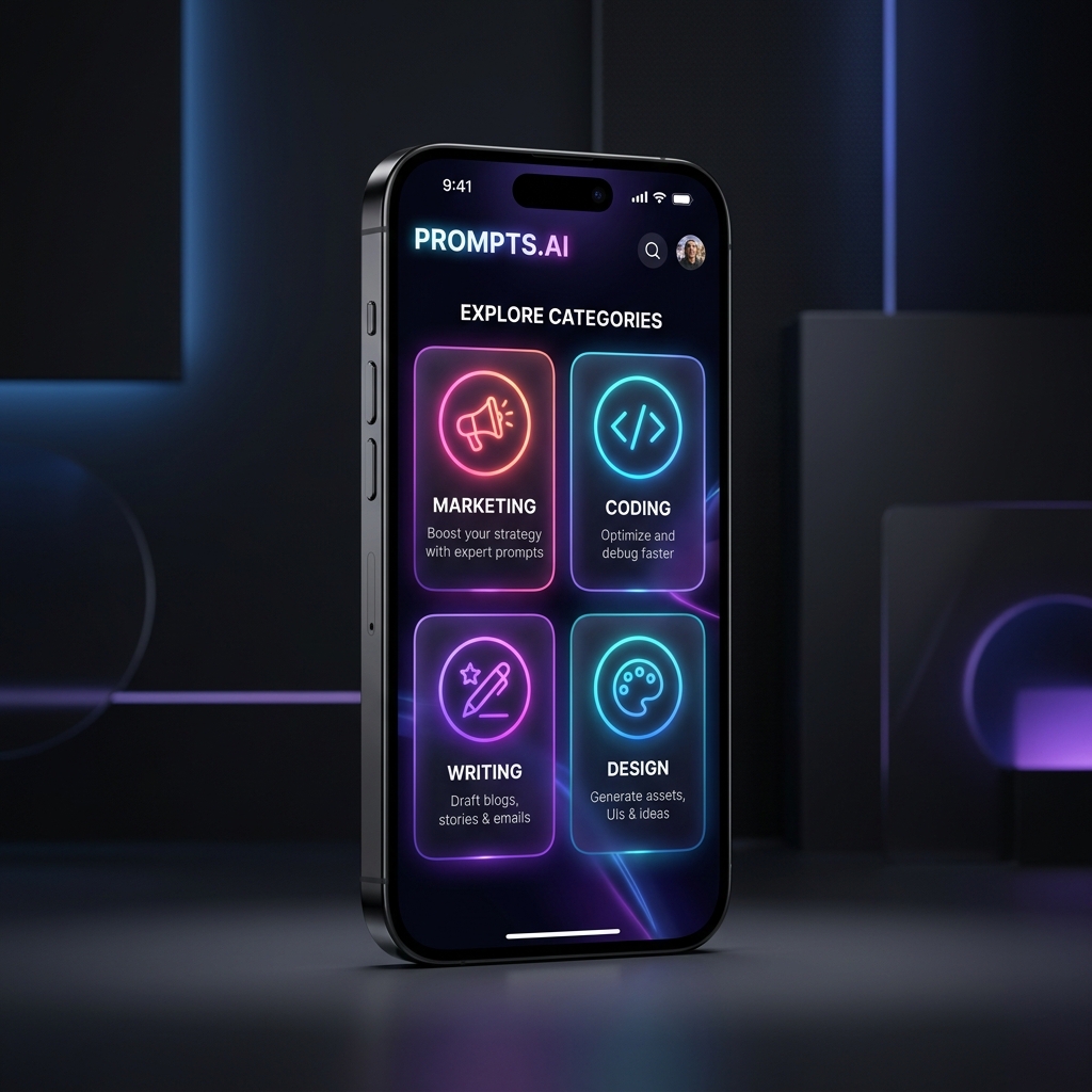 AI Prompts Pro iPhone App Mockup